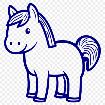 A stylized, full-body horse illustration created using vector art.