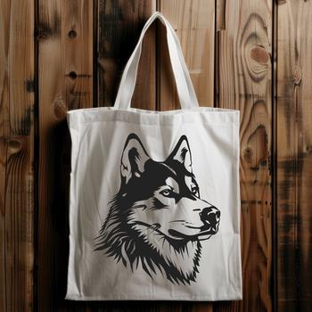 A stylized illustration of a Siberian Husky dog's head, suitable for vector design and commercial or personal use.