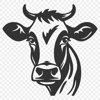 A simple illustration of a cow's head, suitable for various uses in design projects.