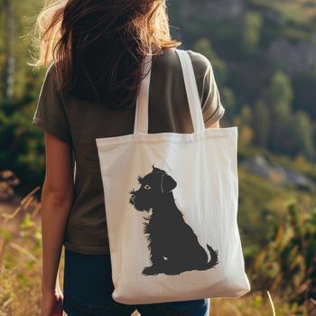 A detailed illustration of a sitting Miniature Schnauzer dog from a full-body perspective.