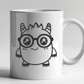 A cartoon monster character wearing glasses, suitable for use in creative projects.