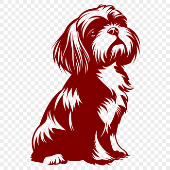 A full-body illustration of a sitting Shih Tzu dog.