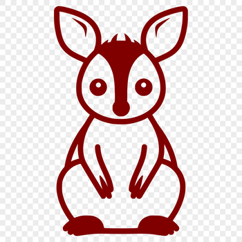 A simple line drawing of a full-body kangaroo in a cute style, suitable for vector art and commercial or personal use.