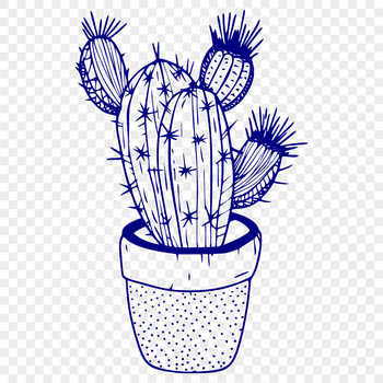 An illustration of a cactus, suitable for use in gardening designs or as clip art.