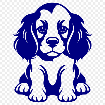 A illustration of a friendly Cocker Spaniel sitting in a relaxed pose.