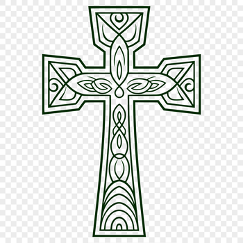 A decorative gold-plated ornate cross with intricate details, symbolizing faith and spirituality in a religious context.