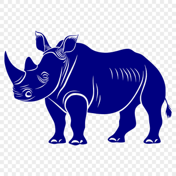 A digital illustration of a rhinoceros in profile.