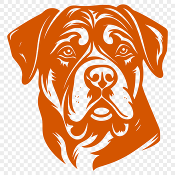 Vector drawing of a Rottweiler breed dog in profile view.