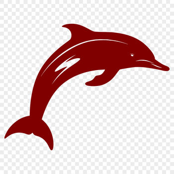 A full-body illustration of a dolphin, a marine mammal commonly found in oceans worldwide.