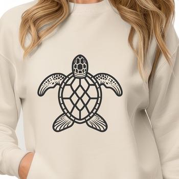An artistic representation of a sea creature with a large shell on its back, suitable for use as vector art or clipart.