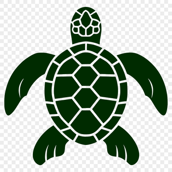 A detailed illustration of a full-body sea turtle in profile.