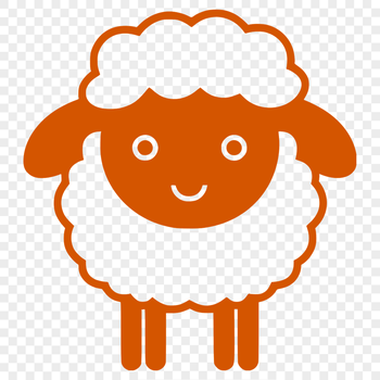 A simple line drawing of a full-body sheep in a farm setting.