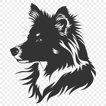 A detailed illustration of a Shetland Sheepdog's head, suitable for vector art design.