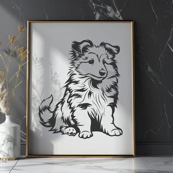 A seated dog breed known as the Shetland sheepdog in a vector format.