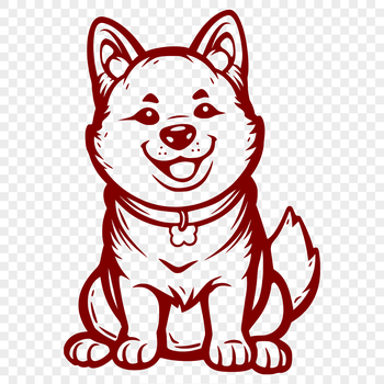 A full-body illustration of a sitting Shiba Inu dog with a calm demeanor.