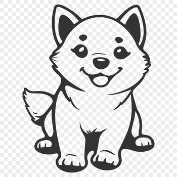 A full-body illustration of a Shiba Inu sitting, suitable for use in digital design projects.
