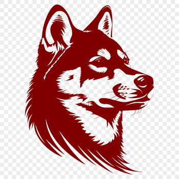 A graphic representation of the head of a Shiba Inu dog breed in vector format.