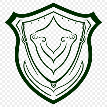 A simple geometric design for a shield made from vector lines and shapes.