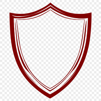 A decorative shield with a rounded shape and protective features.