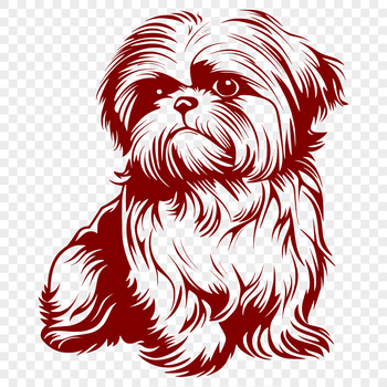An SVG image featuring a detailed drawing of a Shih Tzu from head to paw.