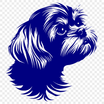 A stylized illustration of a Shih Tzu's head.