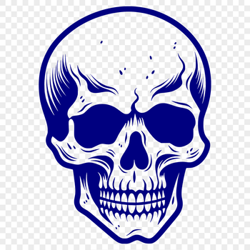 A close-up illustration of a witch's face with a skull-shaped hat and a mysterious background.