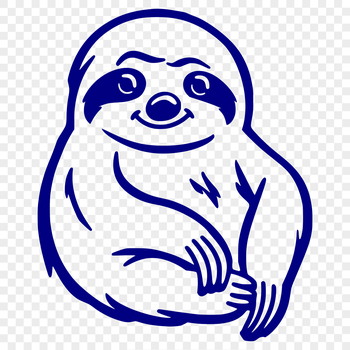A simple line drawing of a sloth in full body form, suitable for vector design.