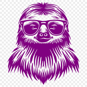 A cartoon sloth's head with a smile, created as a digital vector art illustration.
