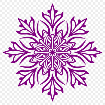 A delicate six-pointed snowflake design suitable for winter-themed crafts and projects.