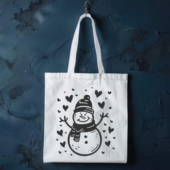 A festive snowman figure with love hearts, created as a vector art design suitable for various digital applications.