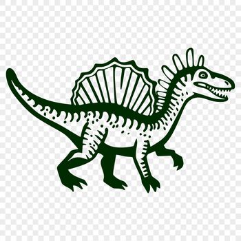 A prehistoric spinosaurus dinosaur depicted in full-body view.