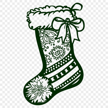 A high-quality digital illustration of a festive Christmas stocking with a simple design.