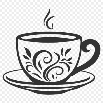 A simple, line art illustration of a cup with a flat bottom and rounded body.