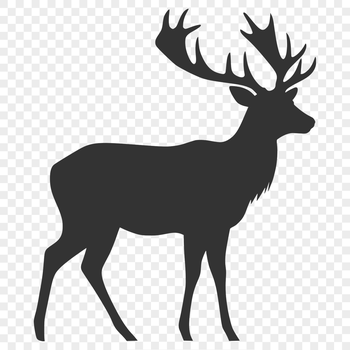 A full-body silhouette of a deer in vector art form.
