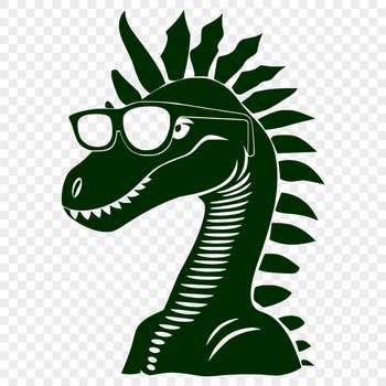 A prehistoric dinosaur with full body depicted wearing sunglasses.