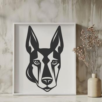 A high-quality vector illustration of a Doberman Pinscher's head, suitable for various digital applications.
