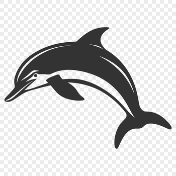 An illustration of a full-body dolphin in the ocean, suitable for vector design.