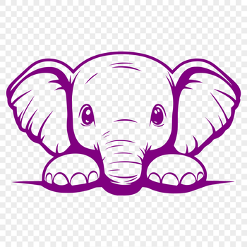 A detailed illustration of a peeking elephant in vector format.