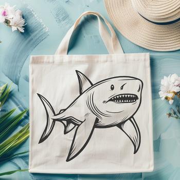 A graphic illustration of a shark in vector format.