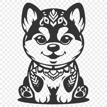 A sitting Shiba Inu in full body view.