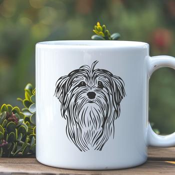 Close-up illustration of a Havanese dog's head with intricate details, suitable for digital cutting machines.