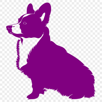 A sitting Welsh Corgi breed dog in a full-body illustration.