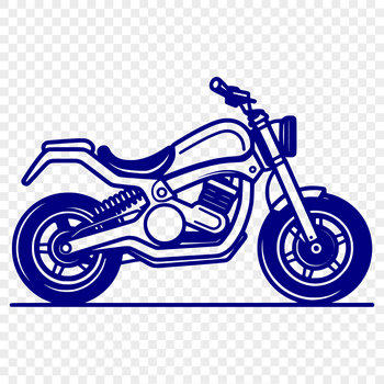 A detailed illustration of a motorbike on a transparent background.