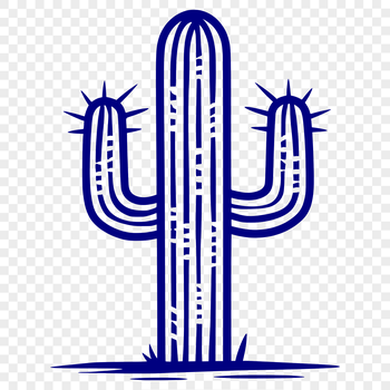 A detailed illustration of a cactus plant in a desert landscape.