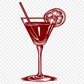 A stylized illustration of a cocktail in a glass, suitable for vector art designs.