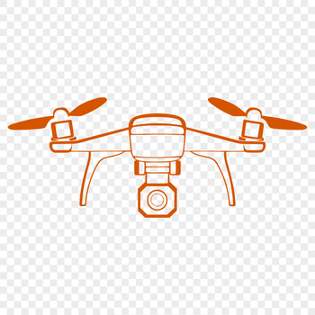 A stylized illustration of a modern drone aircraft in flight, suitable for vector graphics design.