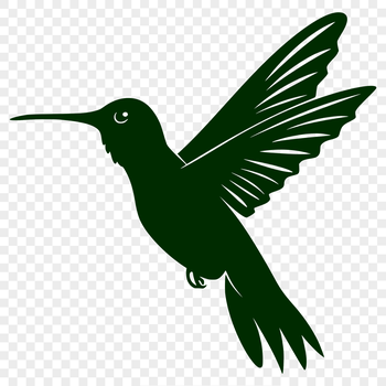 An SVG graphic featuring a detailed silhouette of a hummingbird against a clean background.