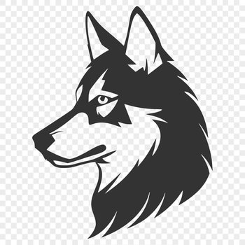 A realistic illustration of a Husky dog's head, suitable for vector graphics and cutting machine projects.