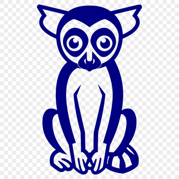 A simple line drawing of a lemur, showcasing its full body in a vector art style.
