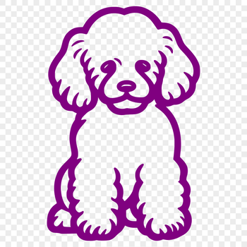 An illustration of a cute puppy-style poodle depicted from head to paw.
